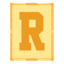 Gold Plaid Letter "R" Typography Banner Card Post Cards