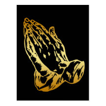 GOLD PRAYING HANDS POST CARD