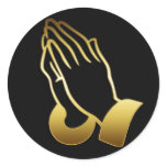 GOLD PRAYING HANDS ROUND STICKERS