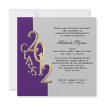 Gold Purple 2012 Photo Graduation Invitation