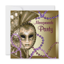 Gold Purple Mardi Gras Beads Masquerade Party