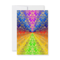 Gold rainbow damask announcement