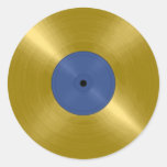 Gold Record with Blue Label Round Sticker