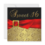 Gold Red Black Sweet 16 Birthday Party invitations