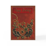 Gold & Red Floral Birthday Card