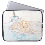Gold Retriever on Bed in Coloured Pencil Computer Sleeve