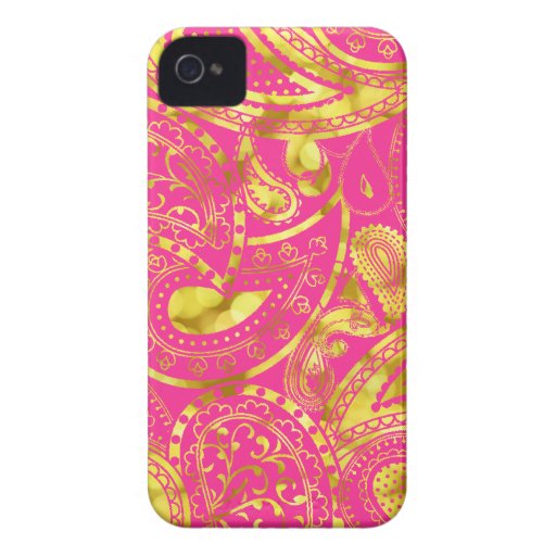 Gold Retro Paisley swirl pattern iPhone 4 Case-Mate Case