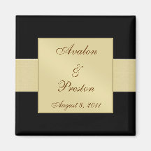 Gold Ribbon Black Save The Date Magnet