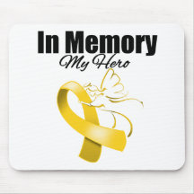 Gold Ribbon In Memory of My Hero Mousepad