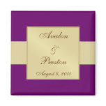 Gold Ribbon Plum Save The Date Magnet