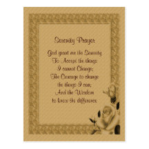Gold Rosebuds Serenity Prayer Postcard