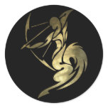 Gold Sagittarius Archer Round Stickers