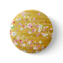 Gold Sakura Kimono - Japanese Design Pinback Buttons