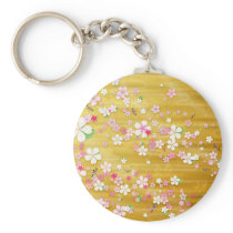 Gold Sakura Kimono - Japanese Design Key Chain