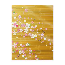 Gold Sakura Kimono - Japanese Design Post Cards