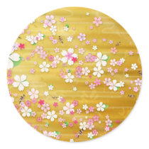 Gold Sakura Kimono - Japanese Design Round Sticker