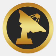 GOLD SATELLITE DISH STICKERS