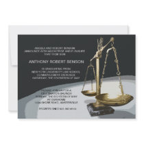 Gold Scale of Justice, Law School Graduation Invit Personalized Invitation