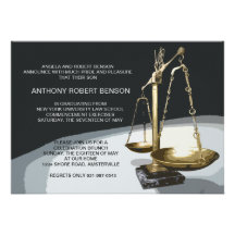 Gold Scale of Justice, Law School Graduation Invit Personalized Invitation