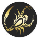 GOLD SCORPION ROUND STICKERS