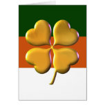gold shamrock irish flag St Patrick's day card cards