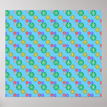 Gold silver red green snowflakes on blue posters