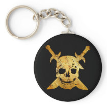 GOLD SKULL WITH SWORDS KEYCHAINS