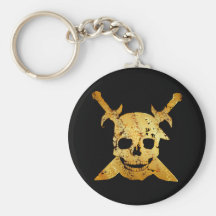 GOLD SKULL WITH SWORDS KEYCHAINS