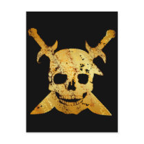GOLD SKULL WITH SWORDS POSTCARDS
