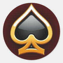 GOLD SPADE ROUND STICKER
