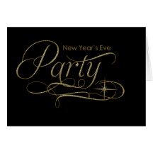 Gold Sparkles New Year's Eve Party Invitation Cards