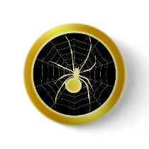 GOLD SPIDER AND WEB BUTTON