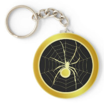 GOLD SPIDER AND WEB KEY CHAINS
