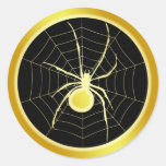 GOLD SPIDER AND WEB ROUND STICKERS