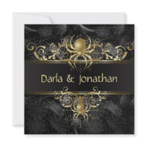 Gold Spider Web Swirls Save The Date
