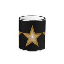 Gold Star 3 stars ringer mug black