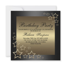 Gold Star Birthday Invitation