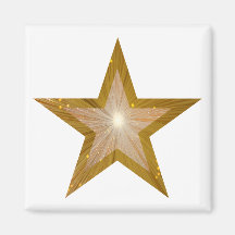 Gold Star fridge magnet square white