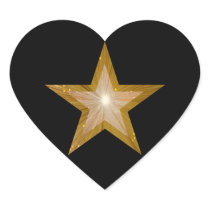Gold Star heart sticker black