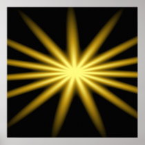 Gold star on black background poster