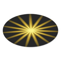 Gold star on black background oval sticker