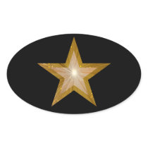 Gold Star oval  sticker black