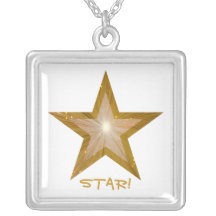 Gold Star 'STAR!' necklace square white
