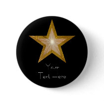 Gold Star 'Your Text' button badge black