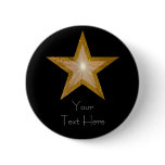 Gold Star 'Your Text' button badge black