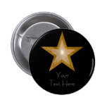 Gold Star 'Your Text' button badge black
