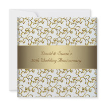 Gold Swirls Gold 50th Wedding Anniversary Party Personalised Invites