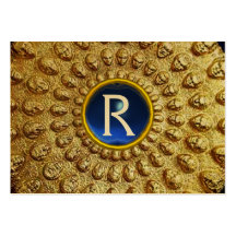 GOLD THRACIAN DISC MONOGRAM  Blue Sapphire  Gem Business Card Templates