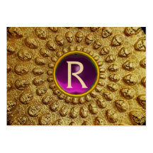 GOLD THRACIAN DISC MONOGRAM  Purple Amethyst Gem Business Card Templates