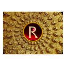 GOLD THRACIAN DISC MONOGRAM  Red Ruby  Gem Business Card